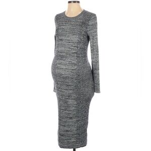 GAP Heathered Long Sleeve Dress in Black and Gray
